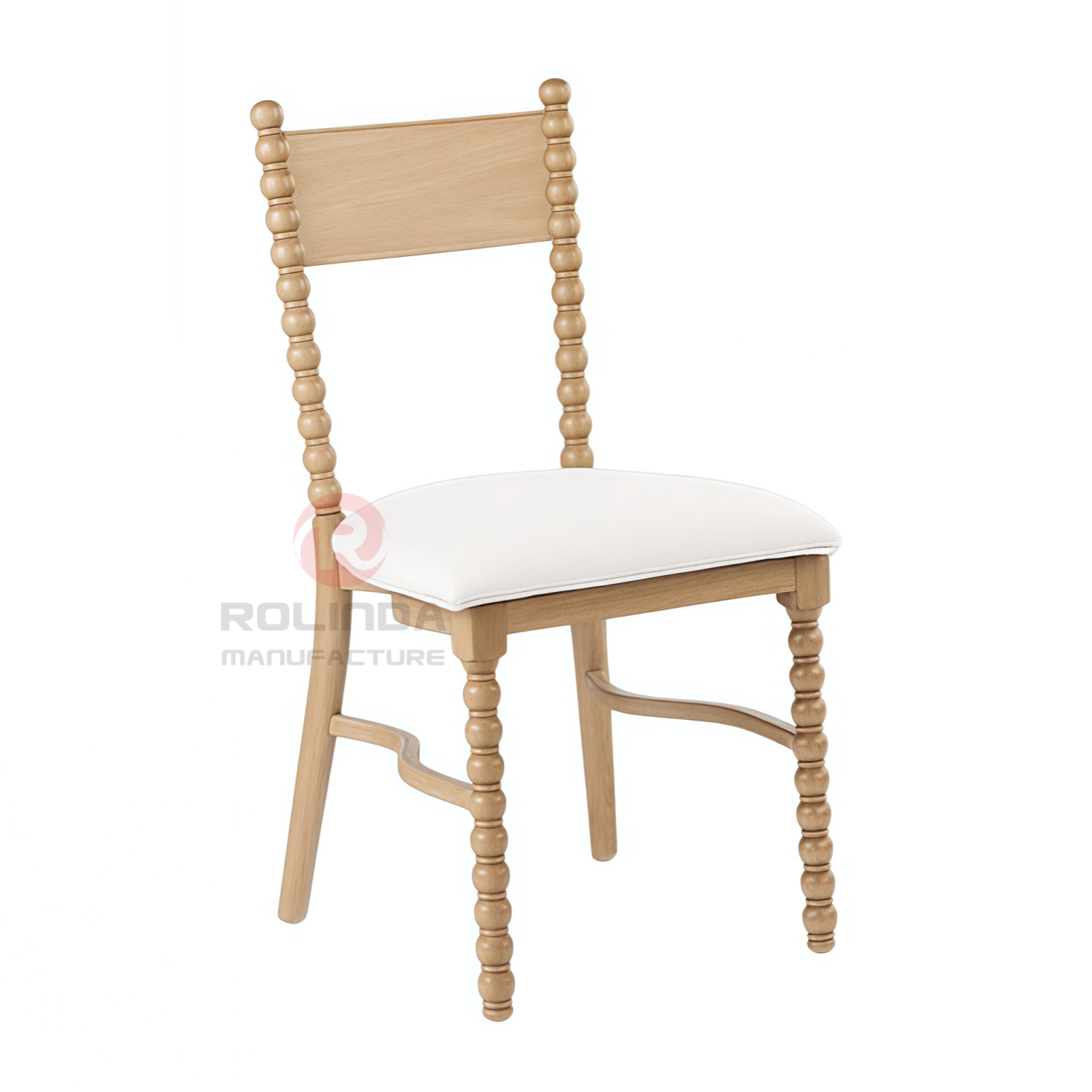 Solid Beech Wood Bobbin Spindle Dining Chair with Upholstered Cushion