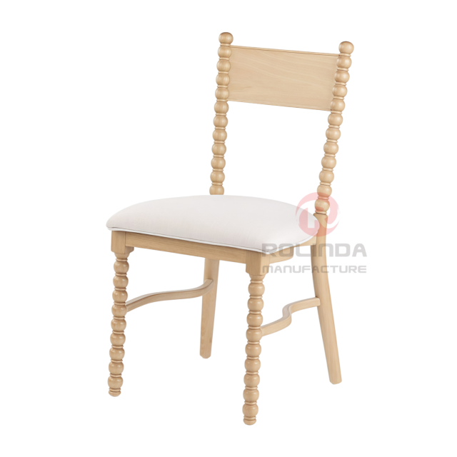 Solid Beech Wood Bobbin Spindle Dining Chair with Upholstered Cushion