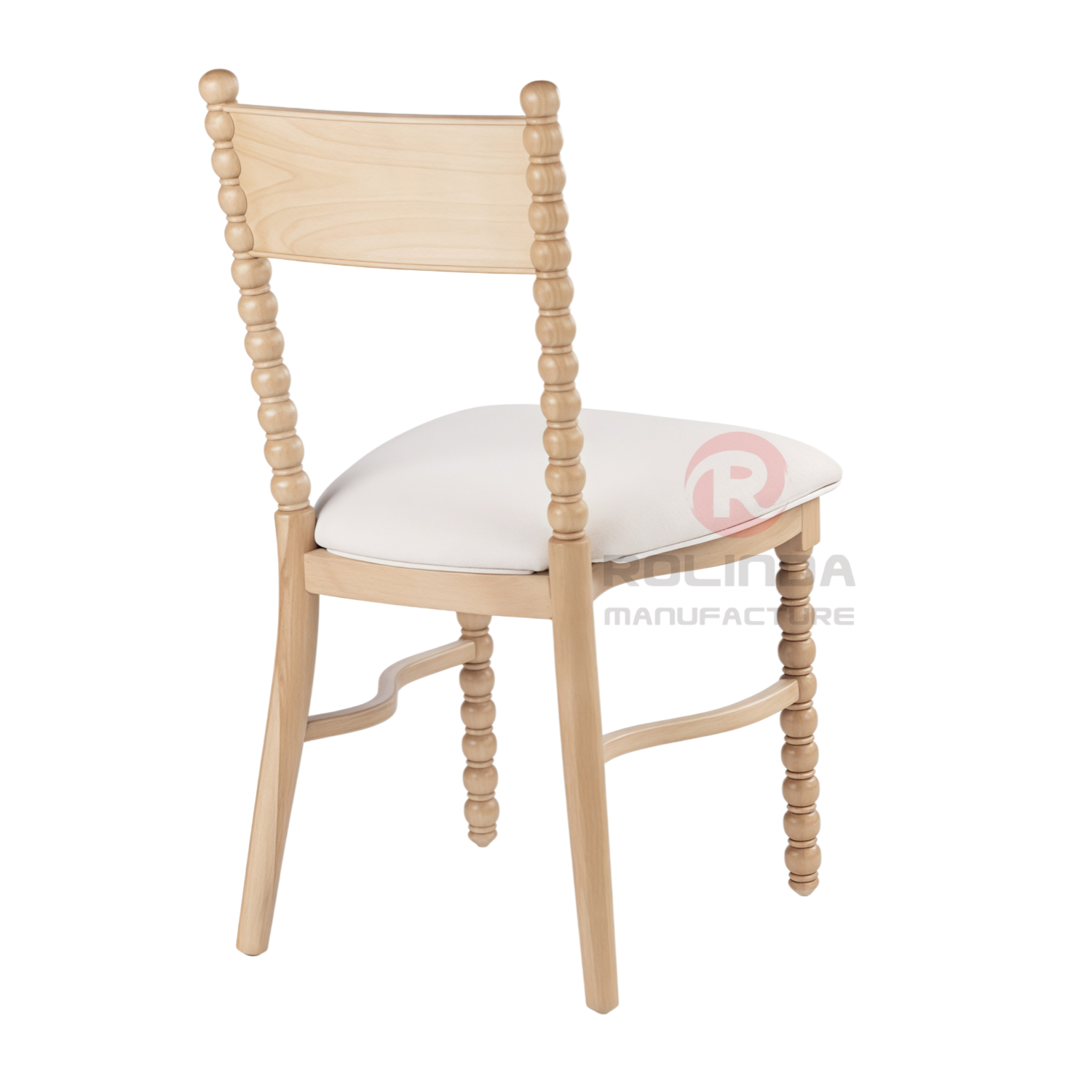 Solid Beech Wood Bobbin Spindle Dining Chair with Upholstered Cushion