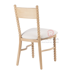 Solid Beech Wood Bobbin Spindle Dining Chair with Upholstered Cushion