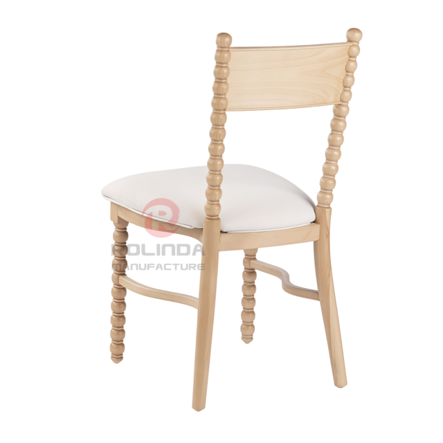 Solid Beech Wood Bobbin Spindle Dining Chair with Upholstered Cushion