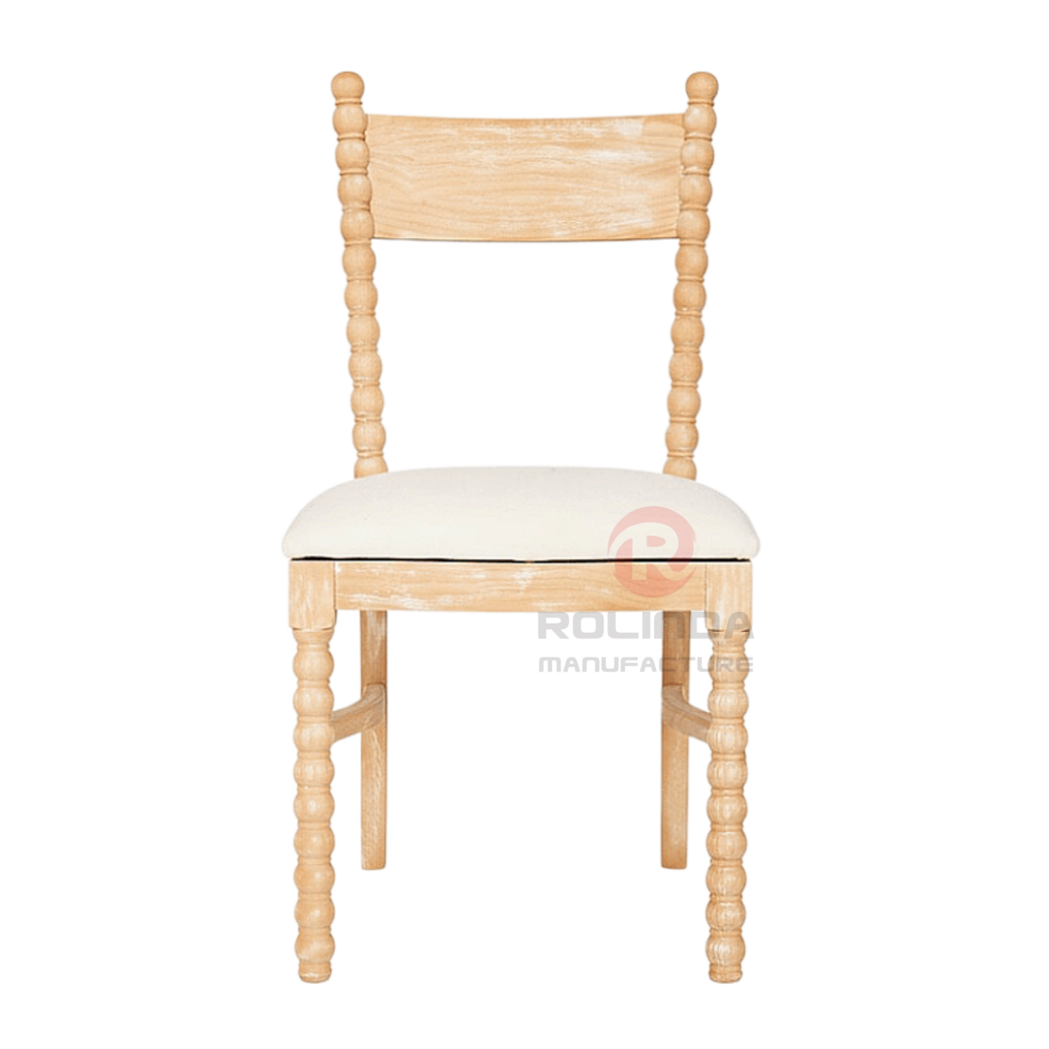 Solid Beech Wood Bobbin Spindle Dining Chair with Upholstered Cushion