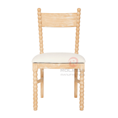 Solid Beech Wood Bobbin Spindle Dining Chair with Upholstered Cushion