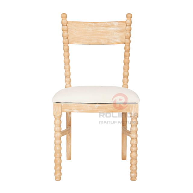 Solid Beech Wood Bobbin Spindle Dining Chair with Upholstered Cushion
