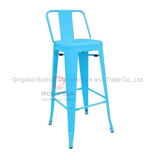 Commercial Industrial Low Backrest Stackable Metal Tolix Bar Stool