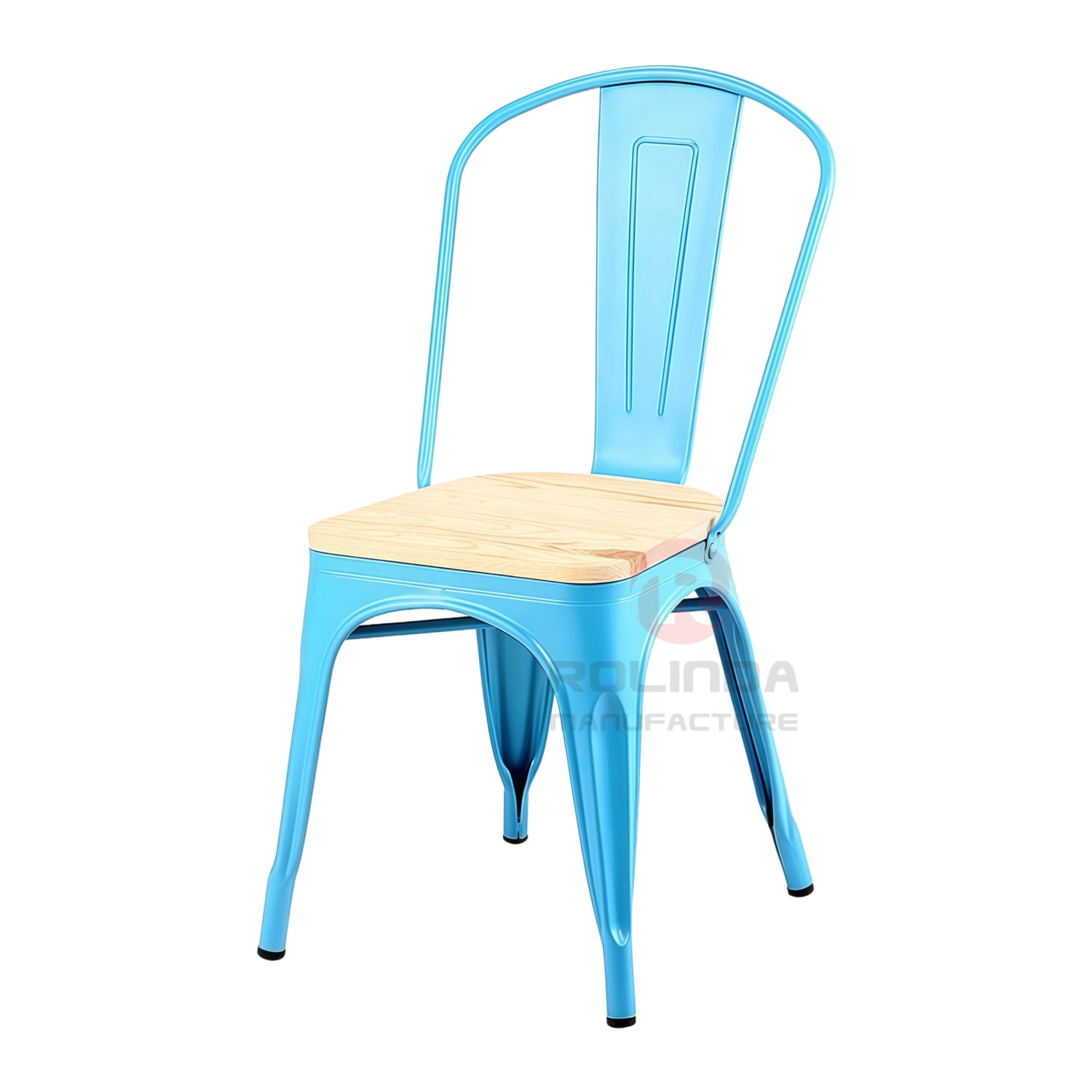 Cafe Marais Industrial Stackable Metal Tolix Chair with Solid Wood Seat