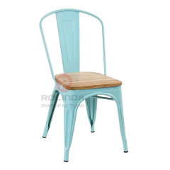 Cafe Marais Industrial Stackable Metal Tolix Chair with Solid Wood Seat