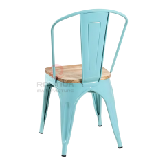 Cafe Marais Industrial Stackable Metal Tolix Chair with Solid Wood Seat