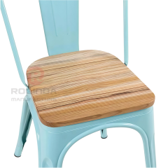 Cafe Marais Industrial Stackable Metal Tolix Chair with Solid Wood Seat