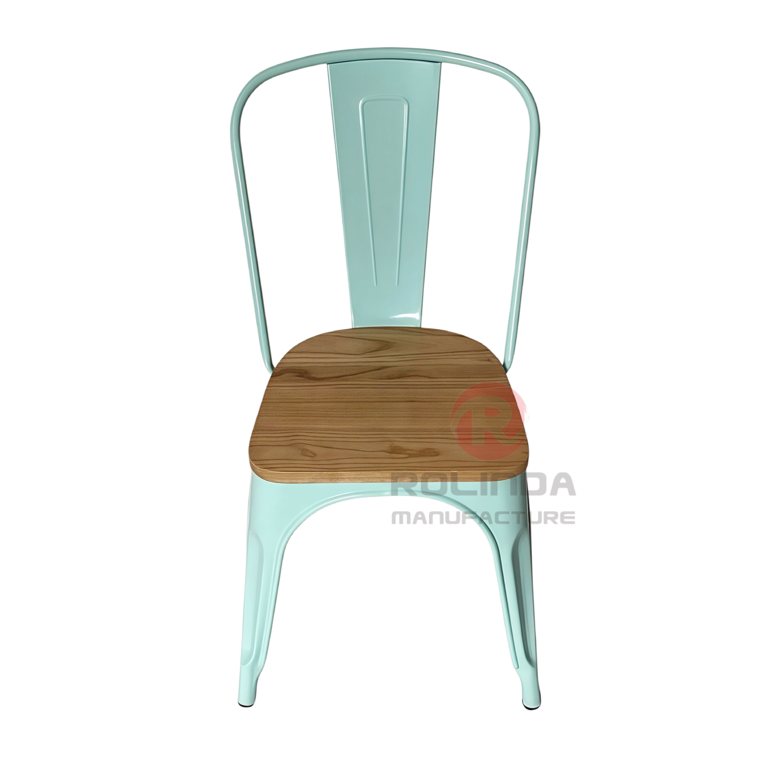 Cafe Marais Industrial Stackable Metal Tolix Chair with Solid Wood Seat