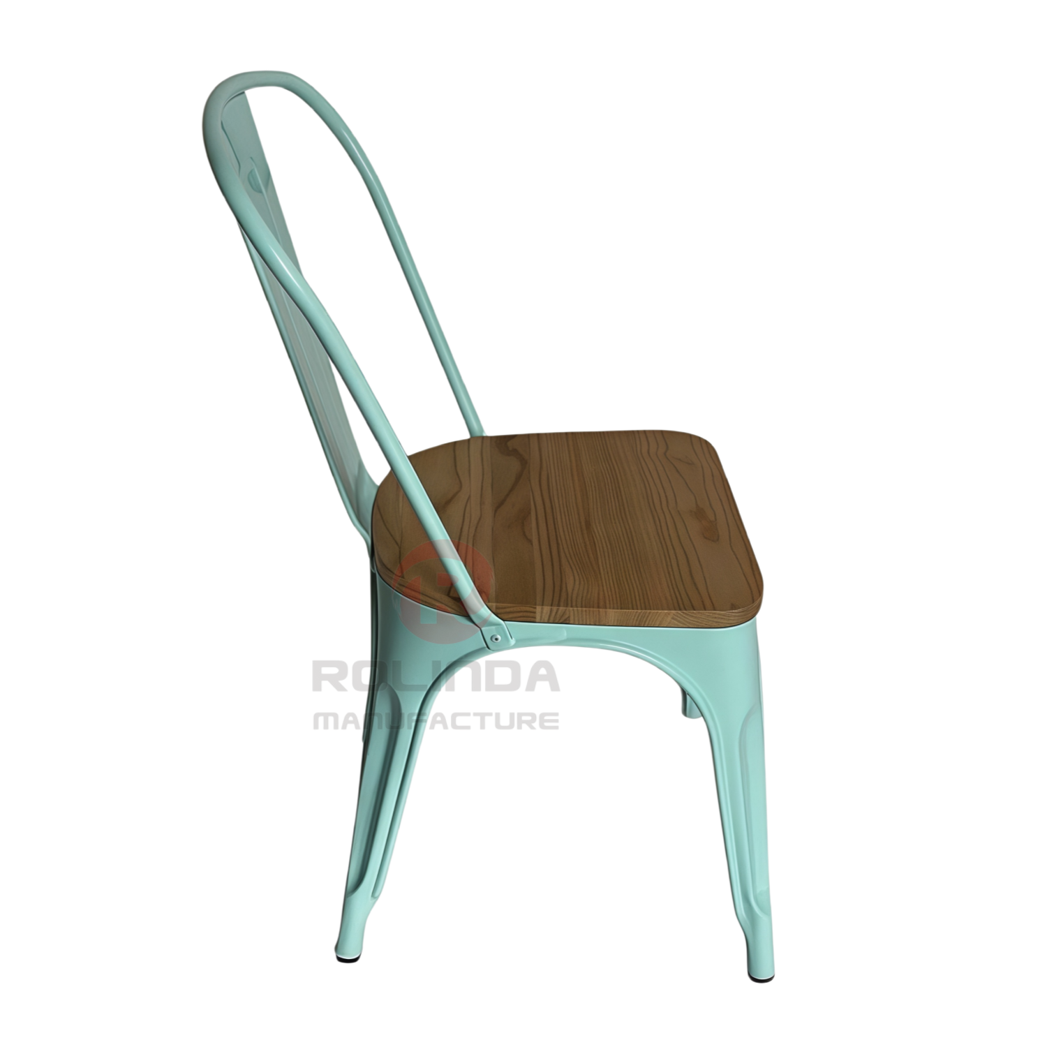 Cafe Marais Industrial Stackable Metal Tolix Chair with Solid Wood Seat