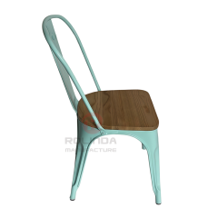 Cafe Marais Industrial Stackable Metal Tolix Chair with Solid Wood Seat