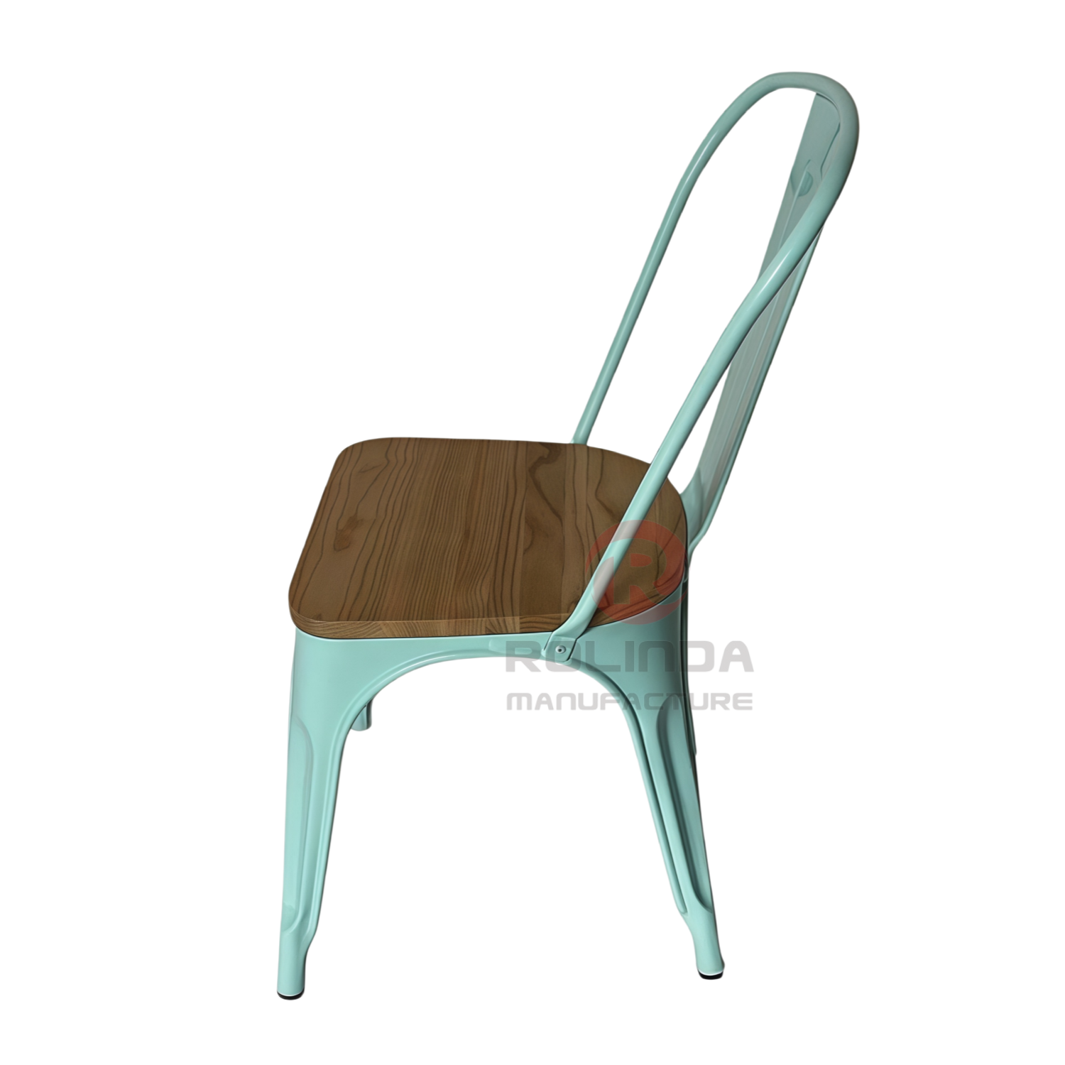 Cafe Marais Industrial Stackable Metal Tolix Chair with Solid Wood Seat