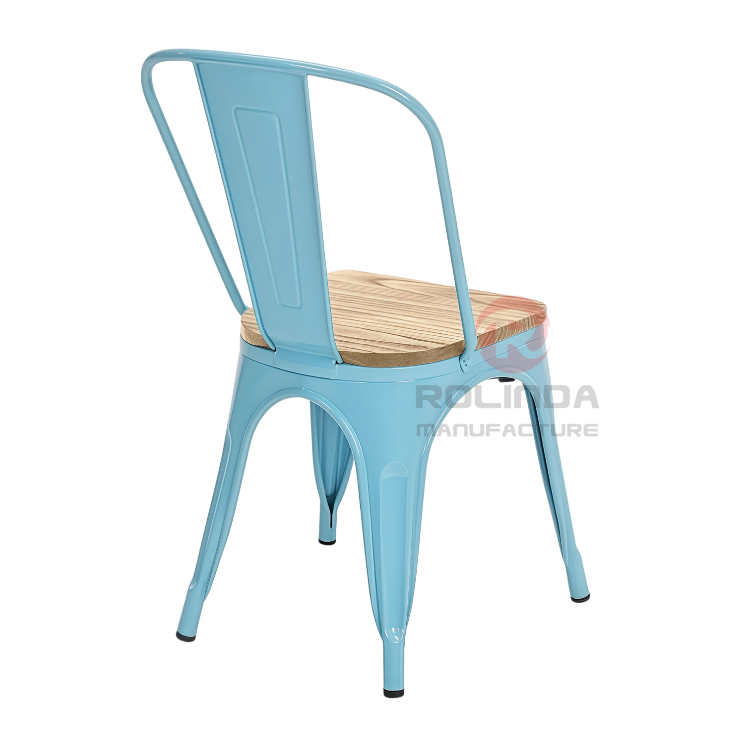 Cafe Marais Industrial Stackable Metal Tolix Chair with Solid Wood Seat