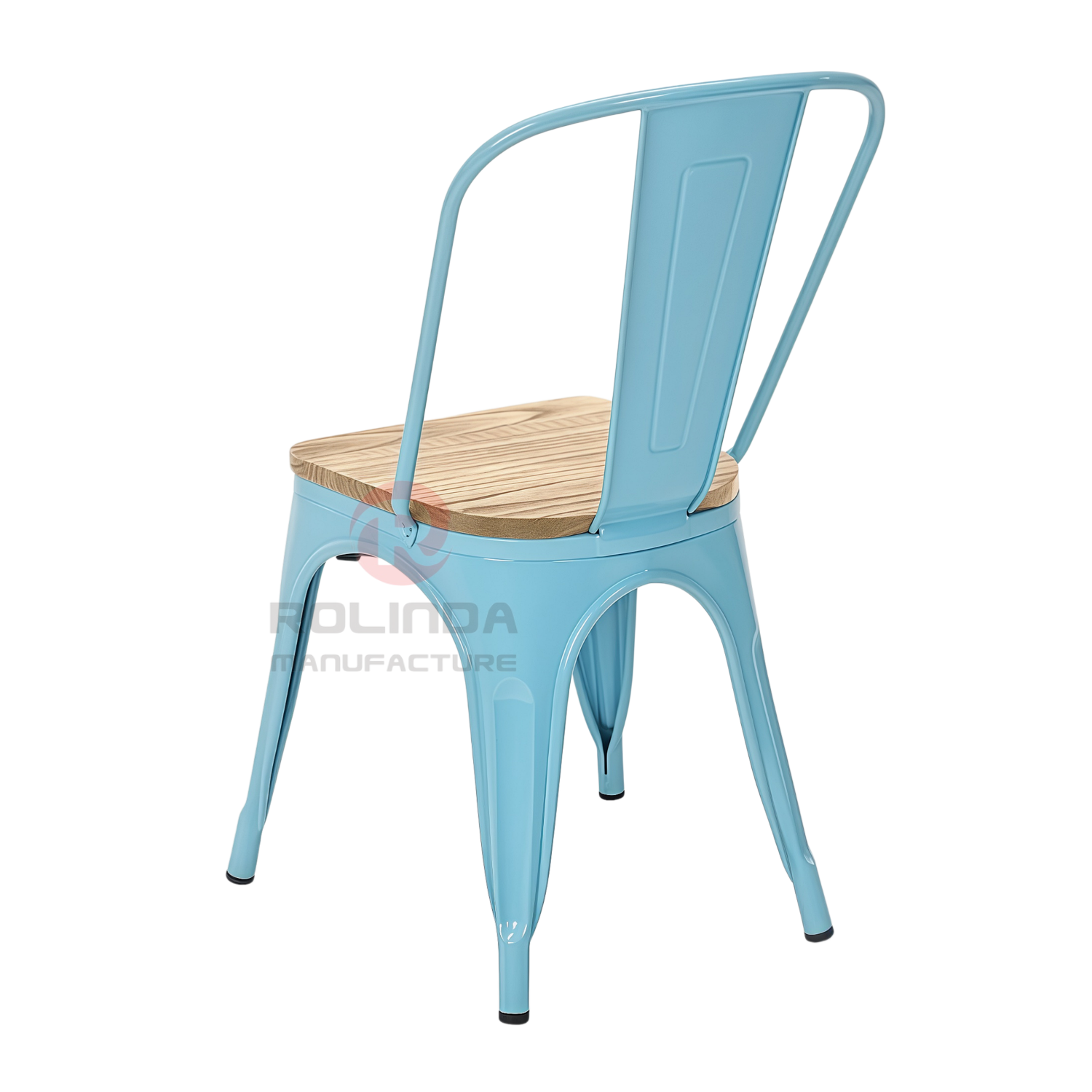 Cafe Marais Industrial Stackable Metal Tolix Chair with Solid Wood Seat