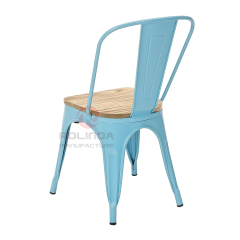 Cafe Marais Industrial Stackable Metal Tolix Chair with Solid Wood Seat