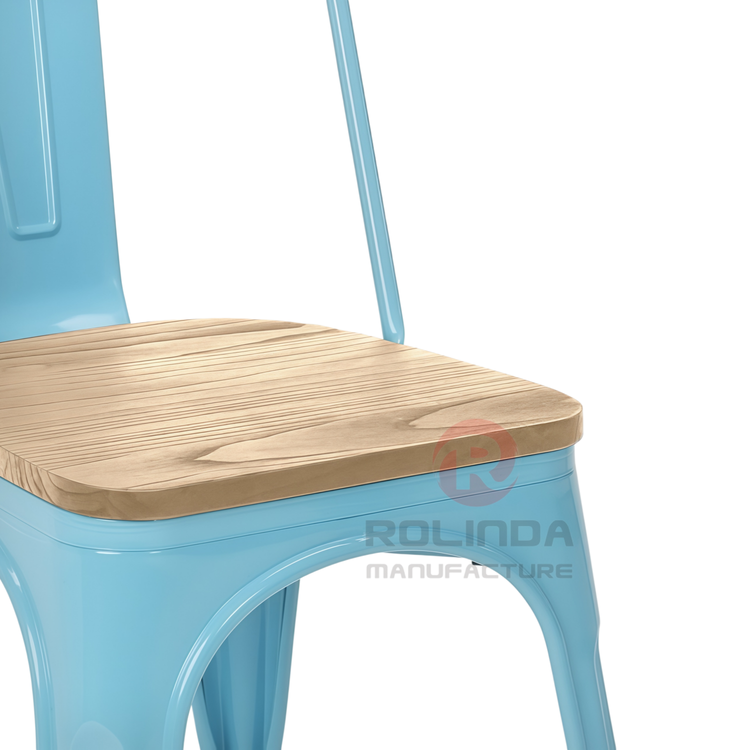 Cafe Marais Industrial Stackable Metal Tolix Chair with Solid Wood Seat