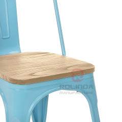 Cafe Marais Industrial Stackable Metal Tolix Chair with Solid Wood Seat