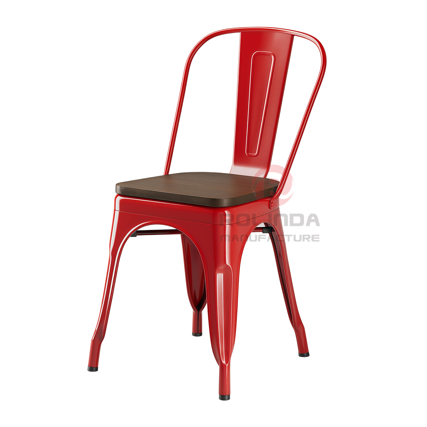 Classic Red Commercial Metal Frame Tolix Chair with Wooden Seat Pad for Hotel & Dining Room