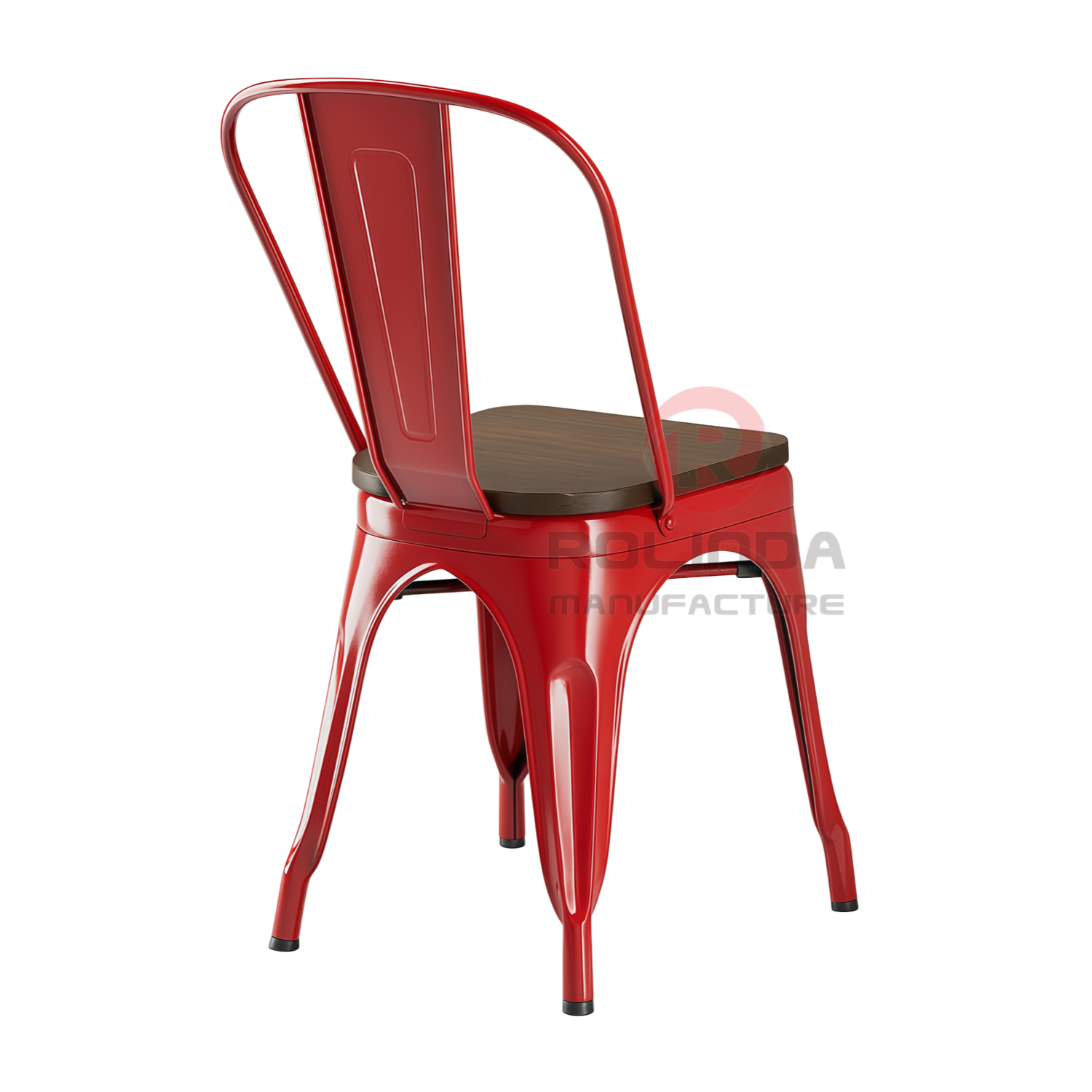 Classic Red Commercial Metal Frame Tolix Chair with Wooden Seat Pad for Hotel & Dining Room