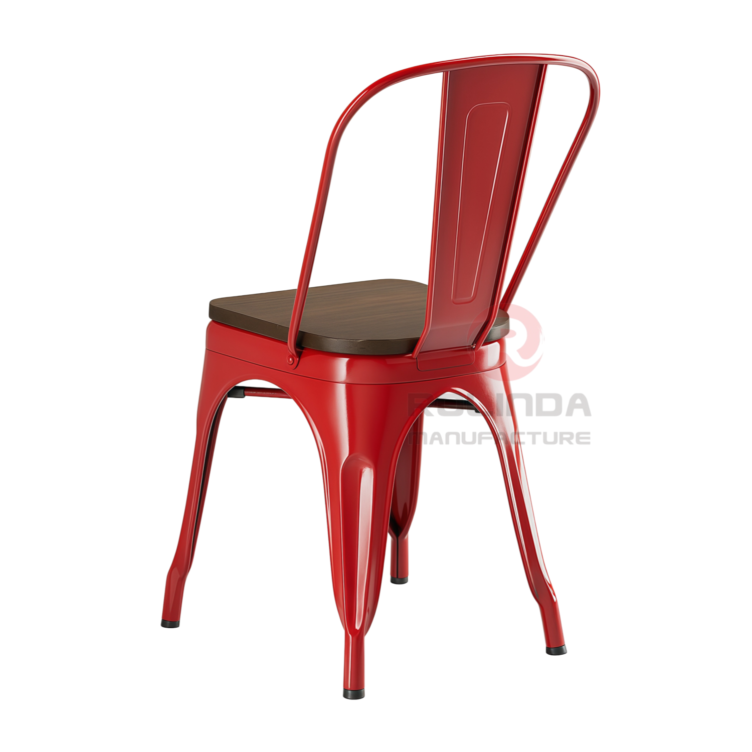 Classic Red Commercial Metal Frame Tolix Chair with Wooden Seat Pad for Hotel & Dining Room