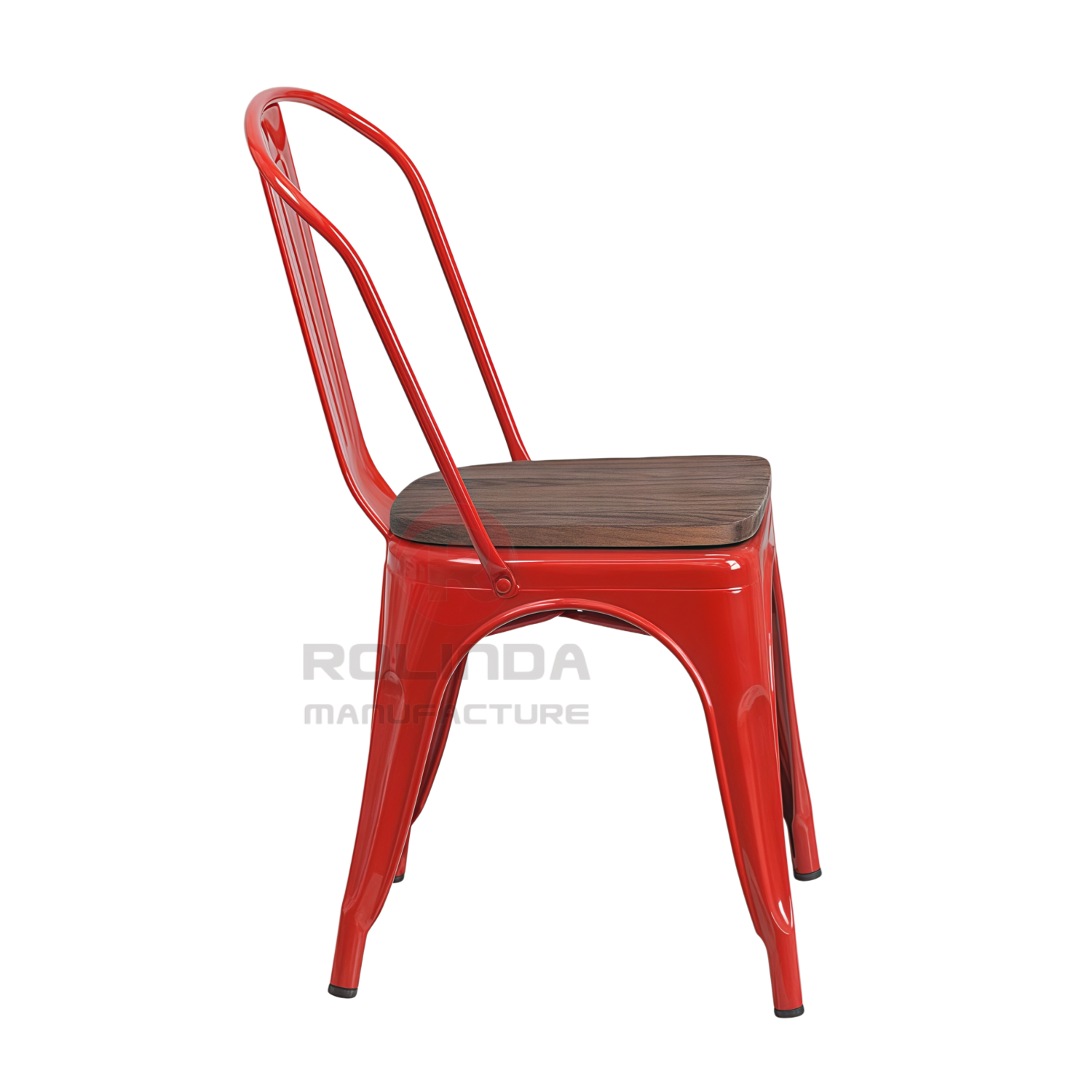 Classic Red Commercial Metal Frame Tolix Chair with Wooden Seat Pad for Hotel & Dining Room
