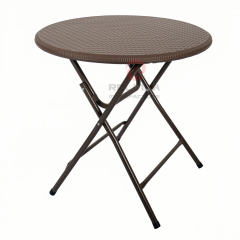 80cm Rattan Look HDPE Plastic Round Outdoor Folding Table