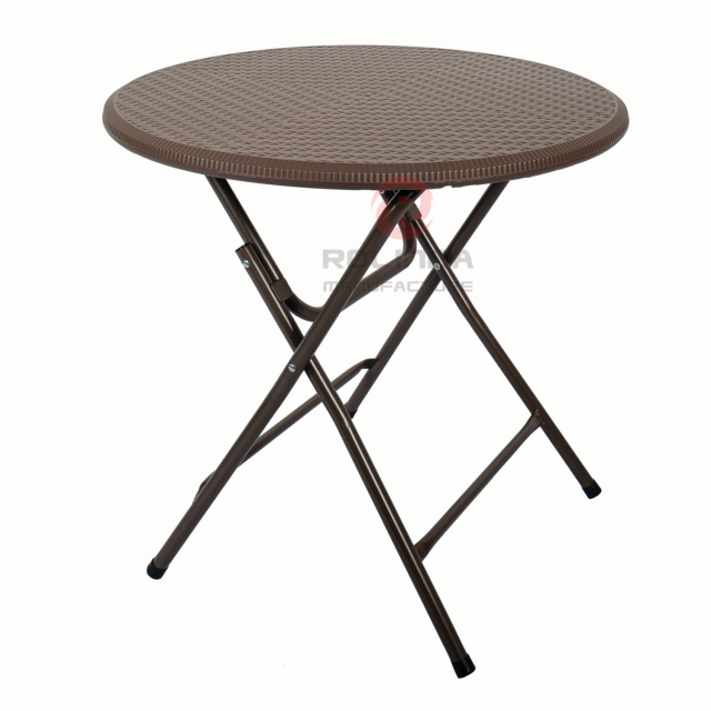 80cm Rattan Look HDPE Plastic Round Outdoor Folding Table