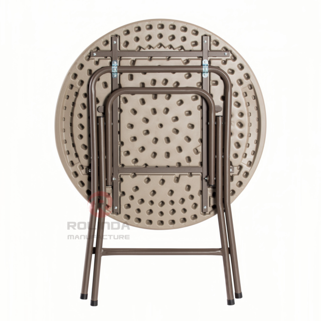 80cm Rattan Look HDPE Plastic Round Outdoor Folding Table