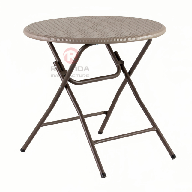 80cm Rattan Look HDPE Plastic Round Outdoor Folding Table