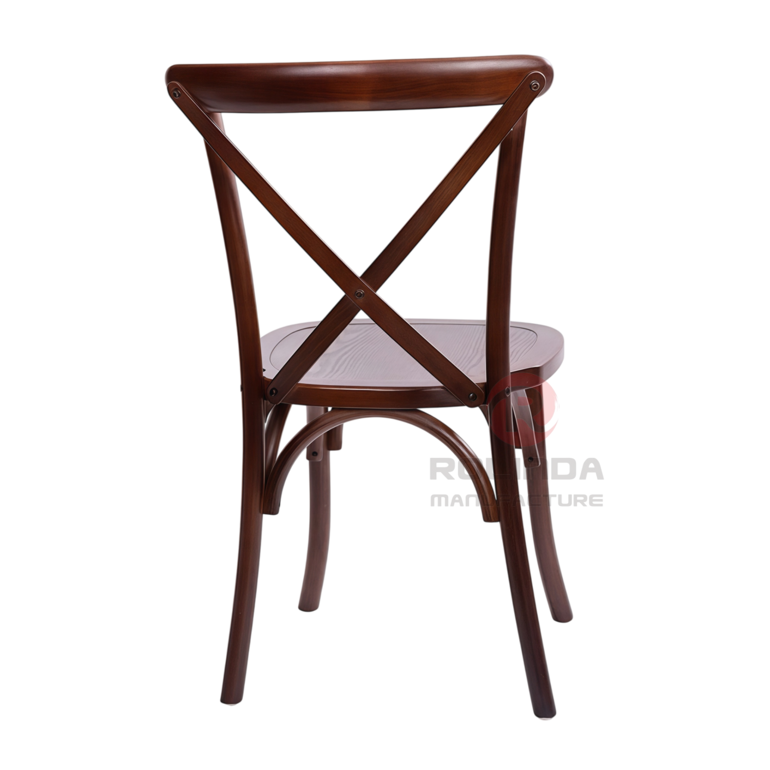 Dark Walnut Solid Elm Wood X-Back Dining Chair Commercial Stackable Restaurant Seating