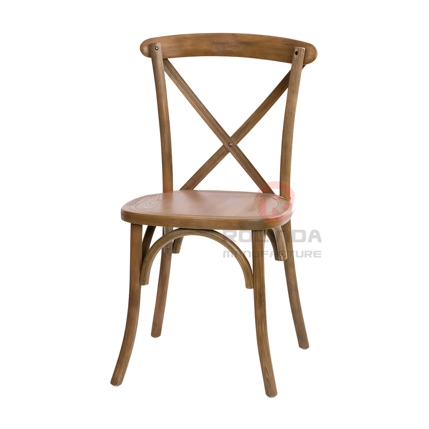 Light Brown Solid Elmwood X-Back Dining Chair Stackable Farmhouse Event Chair for Weddings