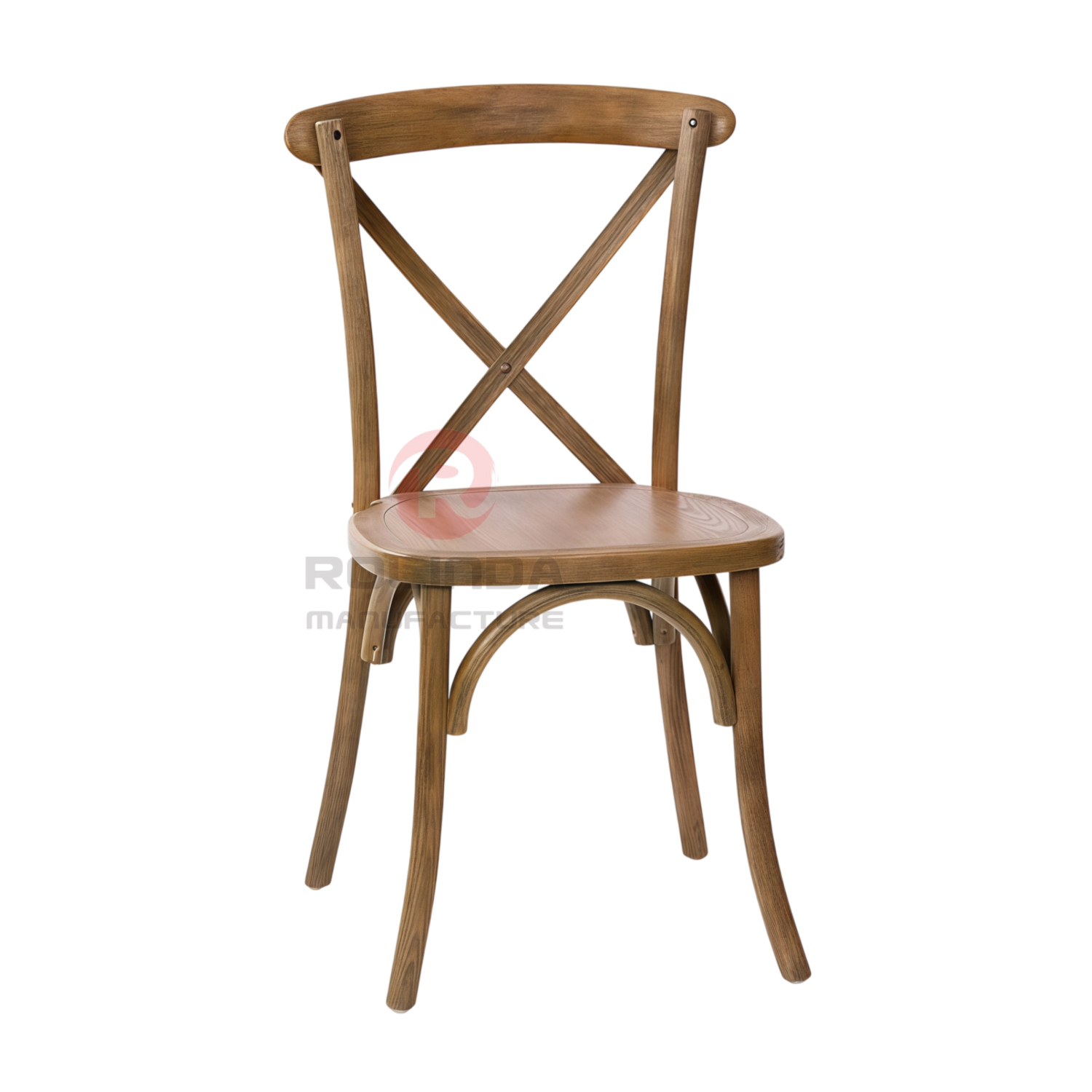 Light Brown Solid Elmwood X-Back Dining Chair Stackable Farmhouse Event Chair for Weddings