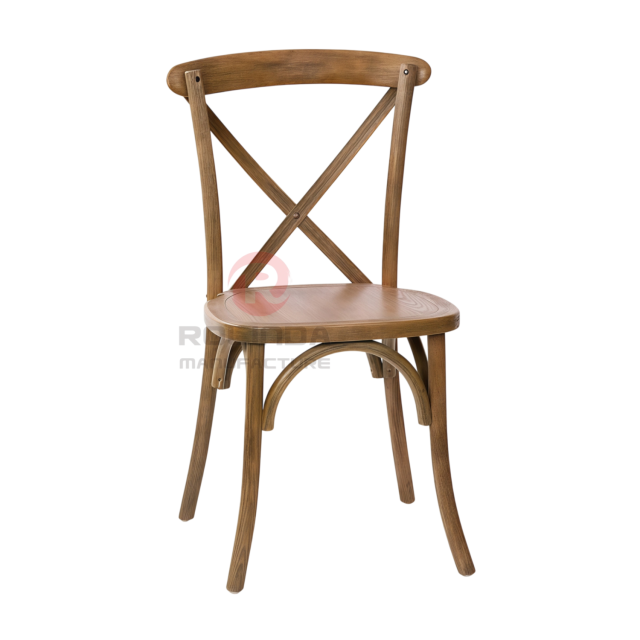 Light Brown Solid Elmwood X-Back Dining Chair Stackable Farmhouse Event Chair for Weddings