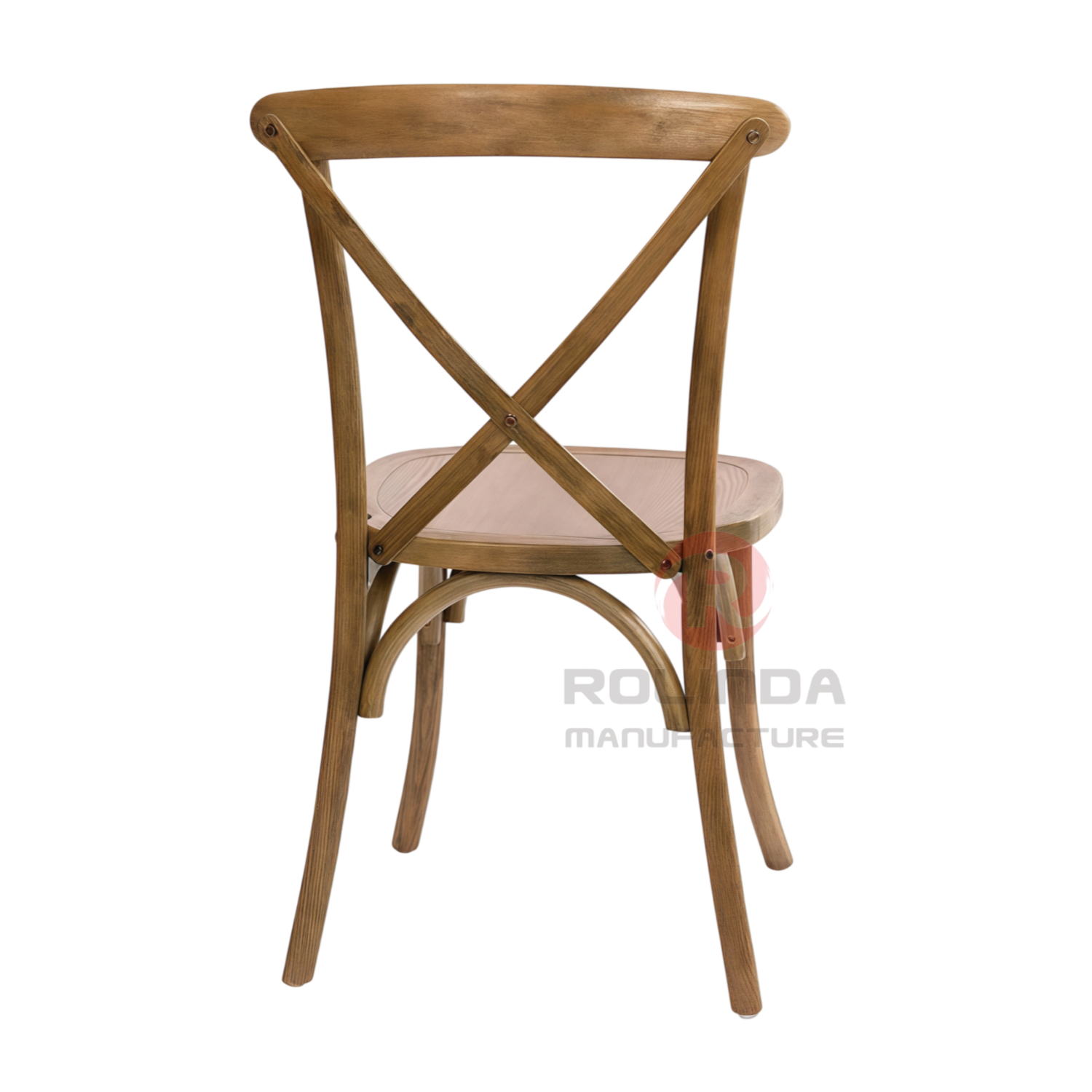 Light Brown Solid Elmwood X-Back Dining Chair Stackable Farmhouse Event Chair for Weddings