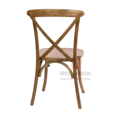 Light Brown Solid Elmwood X-Back Dining Chair Stackable Farmhouse Event Chair for Weddings