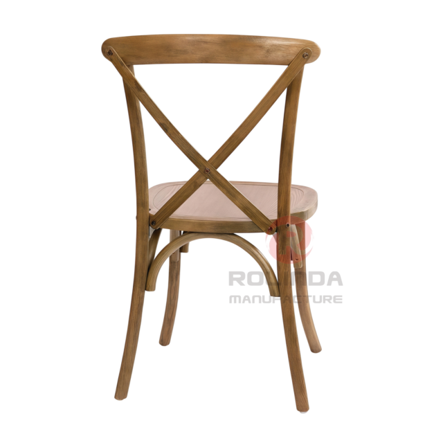 Light Brown Solid Elmwood X-Back Dining Chair Stackable Farmhouse Event Chair for Weddings