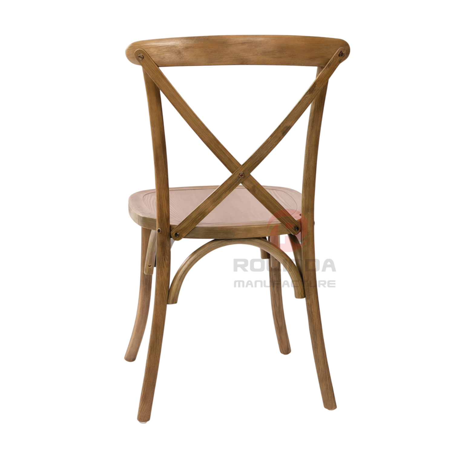 Light Brown Solid Elmwood X-Back Dining Chair Stackable Farmhouse Event Chair for Weddings