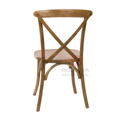Light Brown Solid Elmwood X-Back Dining Chair Stackable Farmhouse Event Chair for Weddings