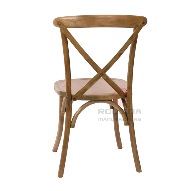 Light Brown Solid Elmwood X-Back Dining Chair Stackable Farmhouse Event Chair for Weddings