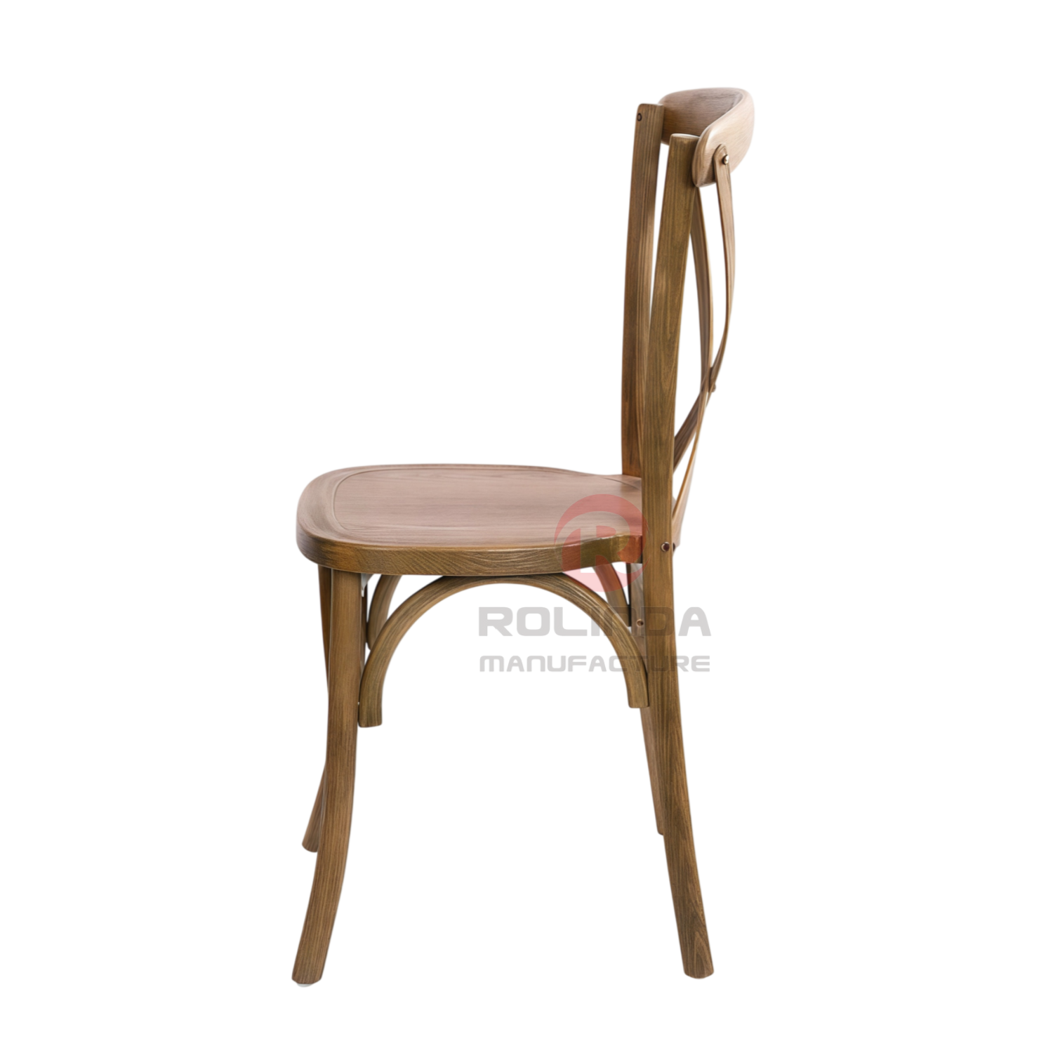 Light Brown Solid Elmwood X-Back Dining Chair Stackable Farmhouse Event Chair for Weddings