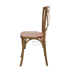 Light Brown Solid Elmwood X-Back Dining Chair Stackable Farmhouse Event Chair for Weddings