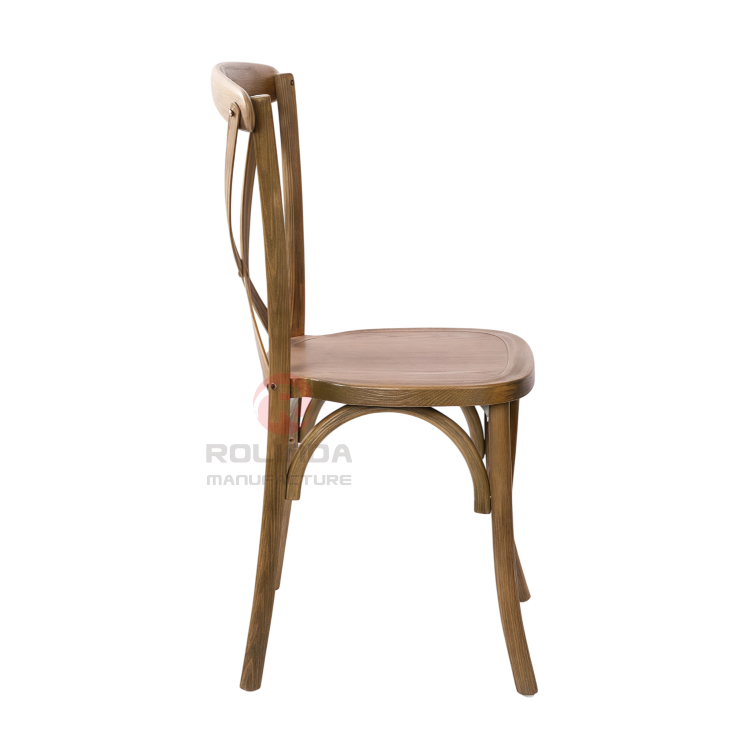 Light Brown Solid Elmwood X-Back Dining Chair Stackable Farmhouse Event Chair for Weddings