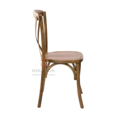 Light Brown Solid Elmwood X-Back Dining Chair Stackable Farmhouse Event Chair for Weddings