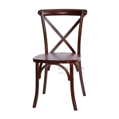 Dark Walnut Solid Elm Wood X-Back Dining Chair Commercial Stackable Restaurant Seating