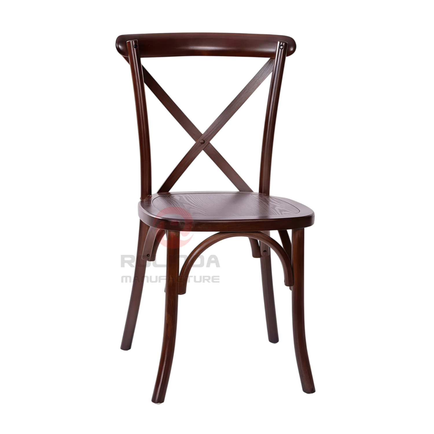 Dark Walnut Solid Elm Wood X-Back Dining Chair Commercial Stackable Restaurant Seating