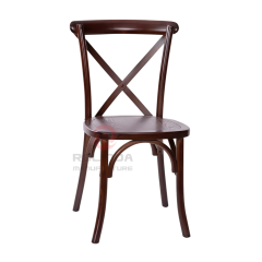 Dark Walnut Solid Elm Wood X-Back Dining Chair Commercial Stackable Restaurant Seating
