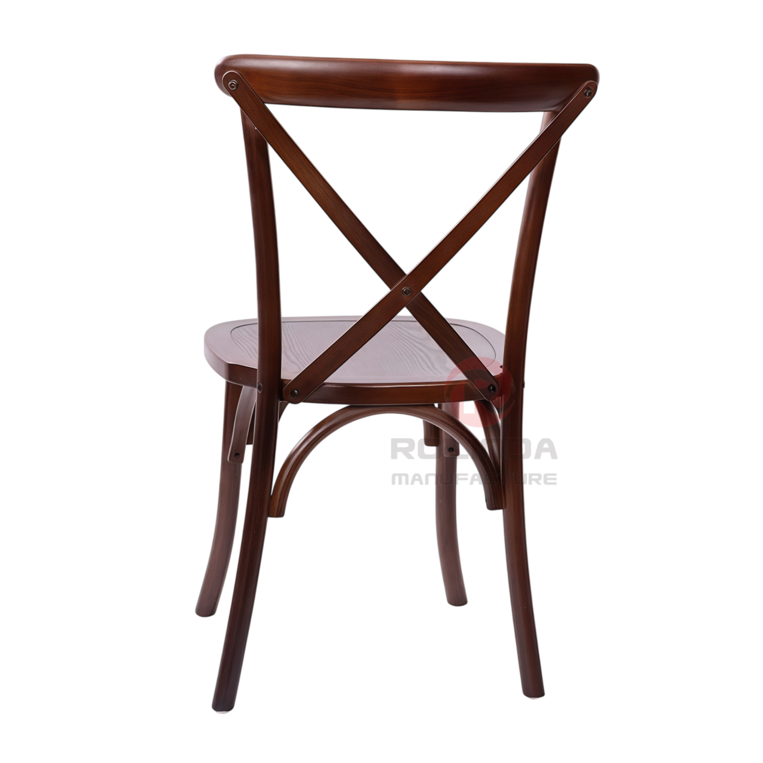 Dark Walnut Solid Elm Wood X-Back Dining Chair Commercial Stackable Restaurant Seating