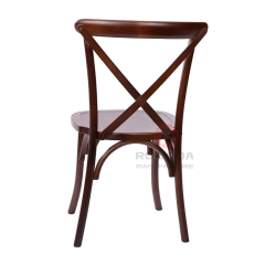 Dark Walnut Solid Elm Wood X-Back Dining Chair Commercial Stackable Restaurant Seating