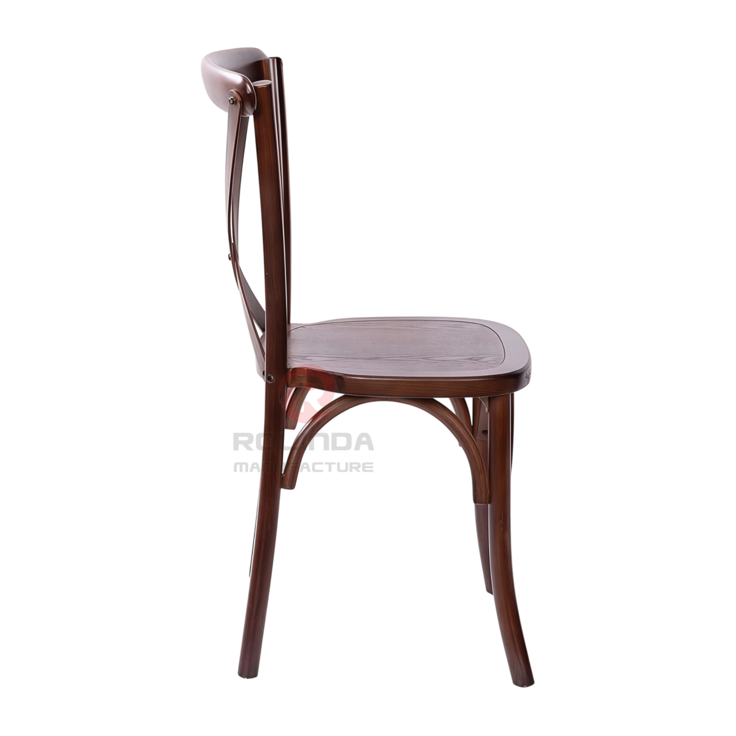 Dark Walnut Solid Elm Wood X-Back Dining Chair Commercial Stackable Restaurant Seating